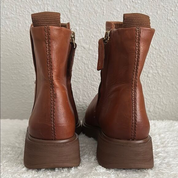 Franco Sarto Women’s Size 5.5 100% Genuine Leather Beam Ankle Boots in Cognac - Picture 3 of 11